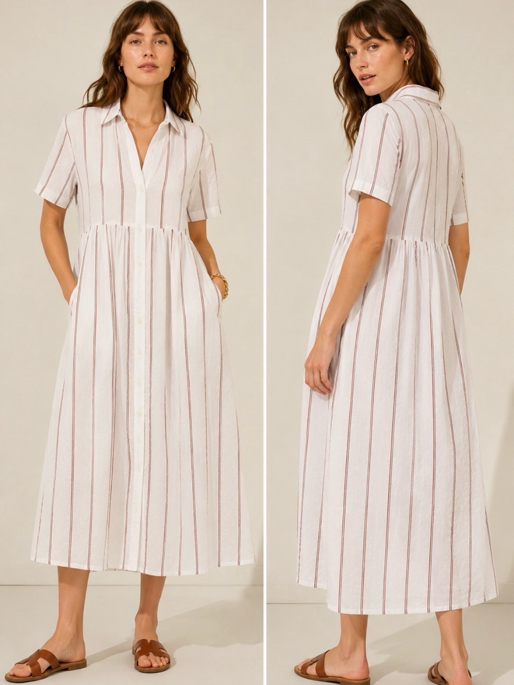 Madewell nwt cotton Stripe button up summer Shirt Dress fully lined XS - Picture 5 of 11